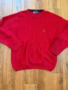 Vintage Ralph Lauren Chaps Men’s Red Crest Crewneck Sweater / large